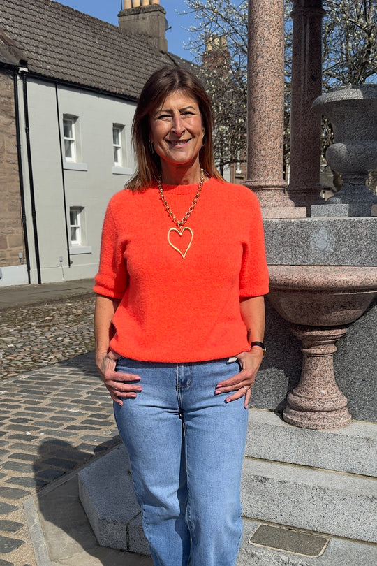 Bright Orange Alpaca Short Sleeved Jumper
