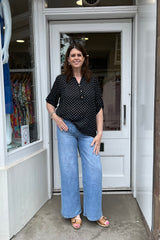 Black Polkadot Cotton Blouse