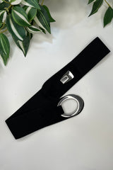 Black Sadie Faux Suede Stretch Waist Belt