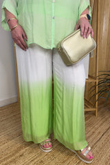 Apple Green Silk Dip Dye Pull On Trousers