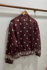 Burgundy Polkadot Lightweight Bomber Jacket