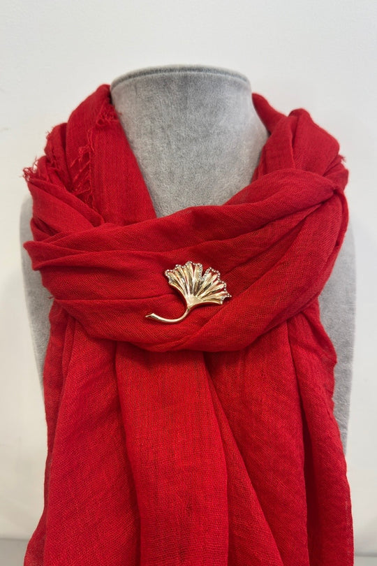 Gold Diamante Leaf Magnetic Brooch
