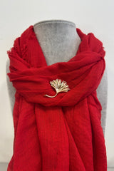 Gold Diamante Leaf Magnetic Brooch