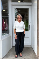 Winter White Mandy Short Sleeve Knitted Polo Top