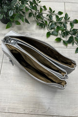 Silver Cleo Zip Crossbody Bag