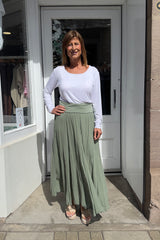 Khaki Green Gypsy Maxi Skirt