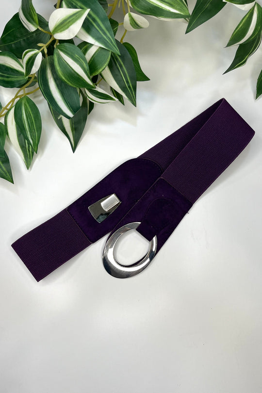 Deep Purple Sadie Faux Suede Stretch Waist Belt