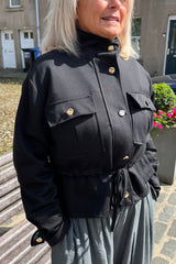 Black Alana Funnel Neck Utility Jacket