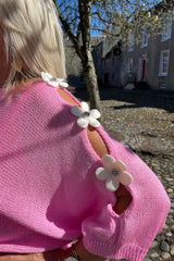 Bubblegum Pink Daisy Fine Knit Jumper