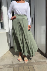 Khaki Green Gypsy Maxi Skirt
