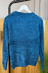 Teal Chenille Arran Style Jumper