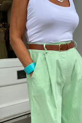 Mint Green Linen Look Bermuda Shorts