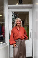 Burnt Orange Scarlett Puff Hem Jacket