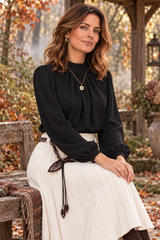 Black Balloon Sleeve Top