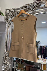Camel Knitted Waistcoat