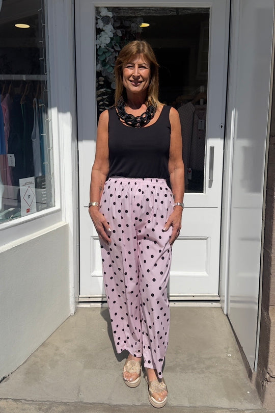 Baby Pink and Black Polkadot Trousers