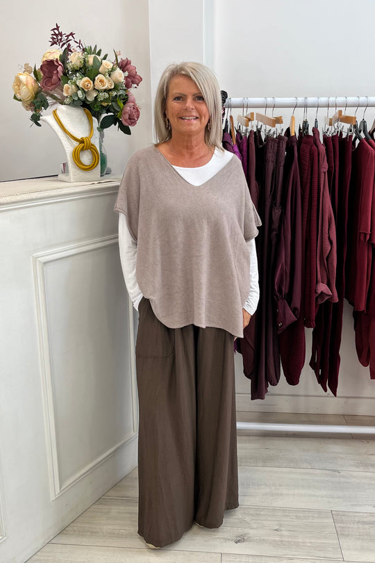 Chocolate Brown Nicole Wide Leg Trousers