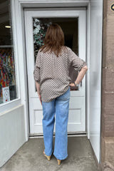 Mocha Polkadot Cotton Blouse