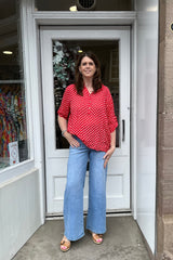Red Polkadot Cotton Blouse