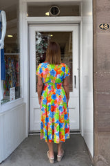 Tropical Carnival V-neck Printed Midi Dress