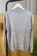 Grey Chenille Arran Style Jumper