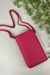 Fuchsia Pink Zip Wallet Crossbody Bag