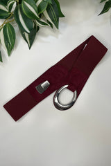 Beetroot Red Sadie Faux Suede Stretch Waist Belt