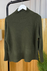Khaki Green Ribby Knit Jumper