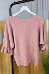 Dusky Pink Frill Sleeve Jackie Jumper