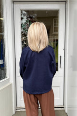 Carrie Navy Blue Military Suedette Jacket