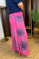 Fuchsia Pink Mandela Printed Hareem Trousers