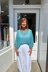 Turquoise Blue Popcorn Poncho Top