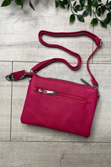 Fuchsia Pink Cleo Zip Crossbody Bag