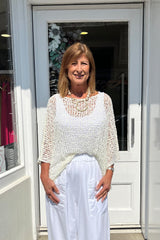 Ecru Popcorn Poncho Top