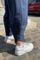 Navy Blue Cotton Cocoon Trousers
