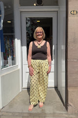 Butter Yellow and Brown Polkadot Trousers