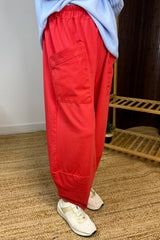 Red Cotton Cocoon Trousers