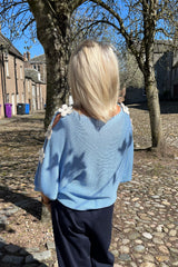 Cornflower Blue Daisy Fine Knit Jumper
