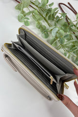 Dove Grey Zip Wallet Crossbody Bag