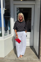 Black and White Polkadot Cowl Neck Top