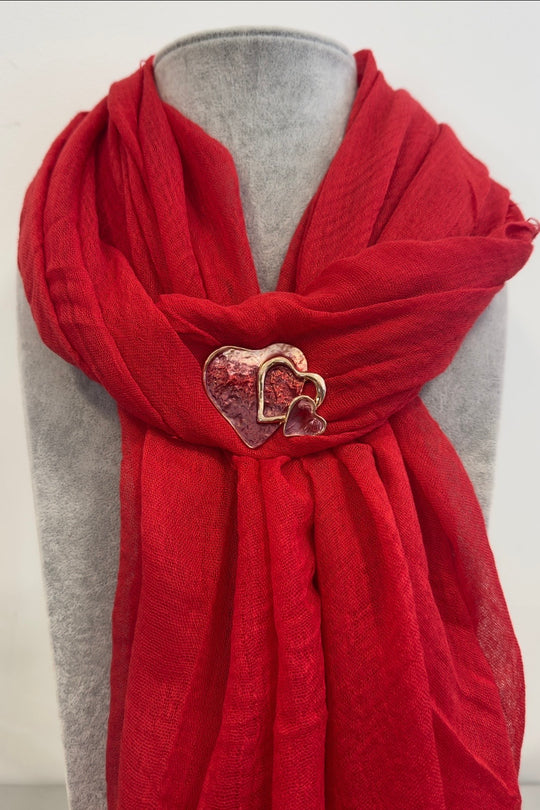 Red Double Ombre Heart Magnetic Brooch