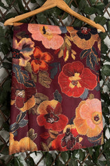 Wine Red Autumn Gold Fleck Floral Scarf
