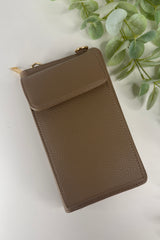 Taupe Zip Wallet Crossbody Bag