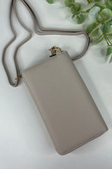 Dove Grey Zip Wallet Crossbody Bag