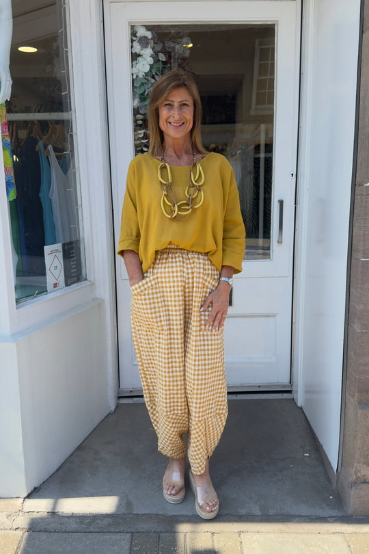 Mustard Yellow Ivy Gingham Pants
