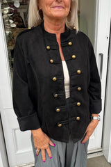 Carrie Black Military Suedette Jacket