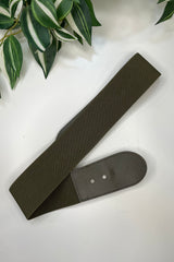 Khaki Green Sadie Faux Suede Stretch Waist Belt
