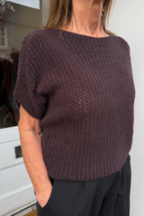 Chocolate Brown Yasmin Short Sleeve Knit