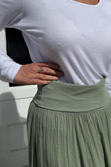 Khaki Green Gypsy Maxi Skirt