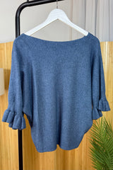 Denim Blue Frill Sleeve Jackie Jumper